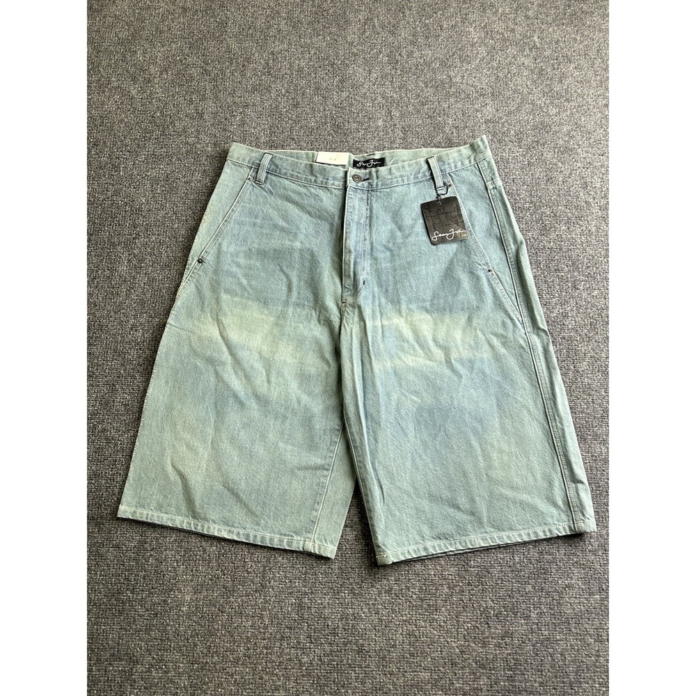 Mens Sean John Baggy Long Denim Jorts Light Wash NWT Made in Hong Kong, Size 36